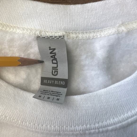 Gildan Heavy Blend White Christmas Sweatshirt Cookies Mistletoe Reindeer Santa M - Picture 6 of 9